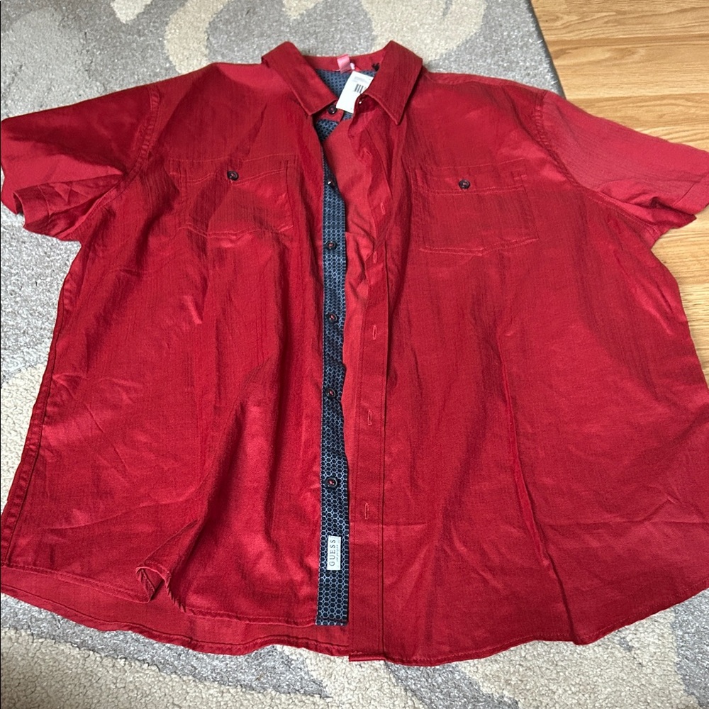 Guess Red Button-Up Shirt